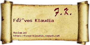Füves Klaudia névjegykártya